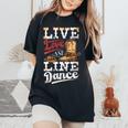 Cowboy Cowgirl Dancing Live Western Line Bailando Regalos Cuello Camiseta extragrande cómoda para mujer Black