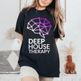 Deep House Therapy House Musique House Tech House Dj Edm T-shirt oversize confortable pour femme Black
