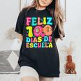 Feliz 100 Dias De Escuela Groovy 100 Days Spanish Teacher Women's Oversized Comfort T-Shirt Black