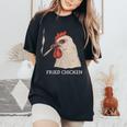 Fried Chicken 420 Smoking Marijuana Stoner Weed Meme Women's Oversized Comfort T-Shirt Black