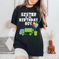 Garbage Truck Sister Birthday Boy Balloons Birthday Party Camiseta extragrande cómoda para mujer Black
