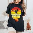 Girl Silhouette Ballet Dance Sunset Retro Ballerina Camiseta extragrande cómoda para mujer Black