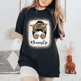 Grammy Life Bleached Leopard Messy Bun Mother's Day Women's Oversized Comfort T-Shirt Black