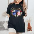 Patriotic Raccoon Women's Oversized T-Shirt | July 4th Trash Panda Black