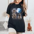 Raccoons Moonlight Howl Women's Oversized T-Shirt | Cozy Comfort Black