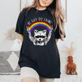 Rainbow Raccoon LGBTQ Pride Women's Oversized T-Shirt - Be Gay Do Crime Black