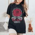 Rock Queenibes Guitarraintage Rose Rock Music Camiseta extragrande cómoda para mujer Black