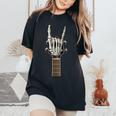 Rock On Skeleton Mano Guitarra Rock & Roll Hombres Es Rock Band Camiseta extragrande cómoda para mujer Black