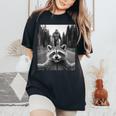 Scared Raccoon & Sasquatch Women's T-Shirt - Cozy Oversized Fit Black