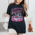Strawberry Jam Raccoon Women's Oversized T-Shirt | Comfy Design Black