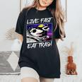 Street Cats Women's Comfort Color T-Shirt - Live Fast, Eat Trash Black