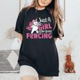 Traje De Esgrima Para Just A Girl Who Loves Fencing Camiseta extragrande cómoda para mujer Black