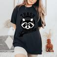 Trash Panda Women's T-Shirt - Raccoon Design, Oversized Fit Black