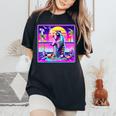Vaporwave Raccoon Women's Oversized T-Shirt - Fun Retrowave Style Black