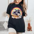 Vintage Street Cat & Wildlife Print | Women's Oversized Tee Black