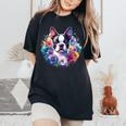 Watercolor Floral Boston Terrier Mama Dog Lover Mother's Day Women's Oversized Comfort T-Shirt Black