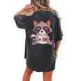 Raccoon Cookie Comfort T-Shirt | Oversized Back Print for Women Pepper
