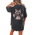Raccoon Unhinged And Feral Retro Raccoon Feral Summer Women's Oversized Comfort T-Shirt Back Print Pepper