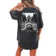 Raccoon Women's Oversized T-Shirt - Bigfoot Sasquatch Print Back Pepper
