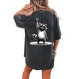 Retro Raccoon Rock T-Shirt | Women's Oversized Comfort | Back Print Pepper