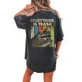 Retro Raccoon Women's Oversized T-Shirt - Camping Comfort Back Print Pepper