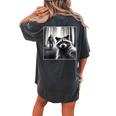 Scared Raccoon Selfie With Sasquatch Bigfoot Raccoon Women's Oversized Comfort T-Shirt Back Print Pepper
