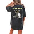 Team Trash Opossum Raccoon Rat Animals Garbage Gang Short Sleeve Women's Oversized Comfort T-Shirt Back Print Pepper