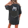 Women's Oversized T-Shirt - Cute Back Print Raccoon Theme Pepper