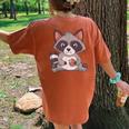 Raccoon Cookie Comfort T-Shirt | Oversized Back Print for Women Yam