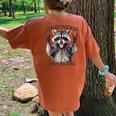 Raccoon Unhinged And Feral Retro Raccoon Feral Summer Women's Oversized Comfort T-Shirt Back Print Yam