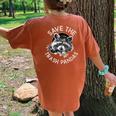 Save The Trash Pandas Raccoon Animal Lover Women's Oversized Comfort T-Shirt Back Print Yam