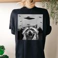 Alien UFO Raccoon Stuffed Animal For Men Women Kids Women's Oversized Comfort T-Shirt Back Print Black