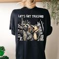 Let's Get Trashed Raccoon And Opossum Drinking Beer Women's Oversized Comfort T-Shirt Back Print Black