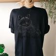 A Little Feral Raccoon With Moon Animal Raccoon Trash Panda Women's Oversized Comfort T-Shirt Back Print Black