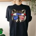 Patriotic Raccoon Women's Oversized T-Shirt – July 4th Back Print Black