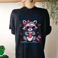 Raccoon Girl Summer Oversized Women's T-Shirt - Cute & Funny Back Print Black
