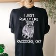 Raccoon Lover Oversized Women's T-Shirt | Cozy Novelty Back Print Black