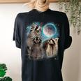 Raccoon Moon Howling Head Oversized T-Shirt for Men & Women Black