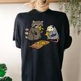 Raccoon & Opossum Pizza Lovers - Unisex Oversized T-Shirt - Street Chic Black