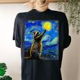 Raccoon Starry Night Women's Oversized T-Shirt - Art Lover's Gift Black