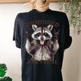 Raccoon Unhinged And Feral Retro Raccoon Feral Summer Women's Oversized Comfort T-Shirt Back Print Black