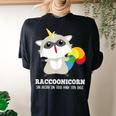 Racoonicorn Trash Panda Raccoon With Unicorn Horn Women's Oversized Comfort T-Shirt Back Print Black