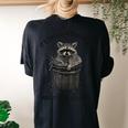Trash Can Raccoon Oversized Women's T-Shirt | Casual & Comfy Elegance Black