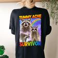 Tummy Ache Survivor Raccoon Women's Oversized T-Shirt | Comfort Fit Black