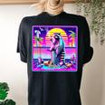 Vaporwave Raccoon Meme Women's Oversized T-Shirt | Retro Synth Vibes Black