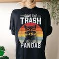 Vintage Retro Save The Trash Pandas Raccoon Women's Oversized Comfort T-Shirt Back Print Black