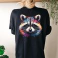 Watercolor Raccoon T-Shirt - Women's Oversized All-Season Top Black