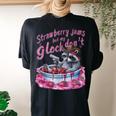 Women's Oversized Raccoon Back Print T-Shirt - Fun Strawberry Jam Theme Black