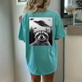 Alien UFO Raccoon Women's Oversized Back Print T-Shirt - Cozy Style Chalky Mint