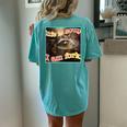 Life Is Soup Oddly Specific Weird Ironic Raccoon Meme Women's Oversized Comfort T-Shirt Back Print Chalky Mint